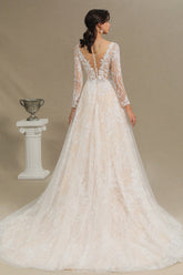 Long Sleeves Lace Wedding Dress Online-27dress